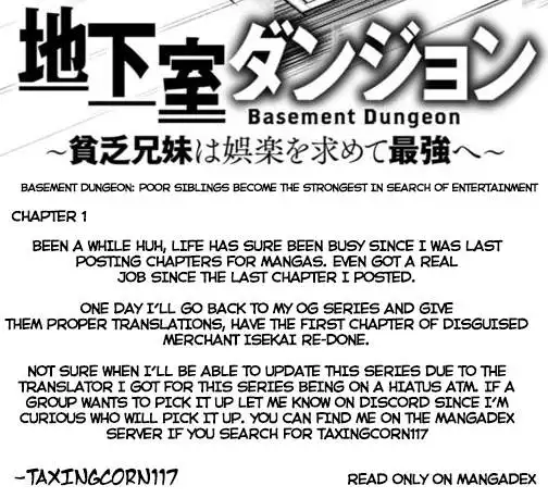 Chikashitsu Dungeon: Binbou Kyoudai wa Goraku wo Motomete Saikyou e Chapter 1 1